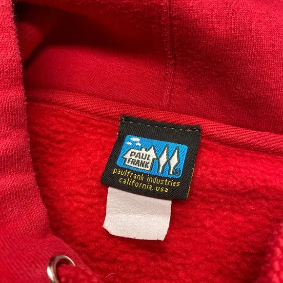 Paul Frank Hoodie Sweatshirt Red Pullover Y2K Vintage Monkey Graphic Print - Picture 11 of 14